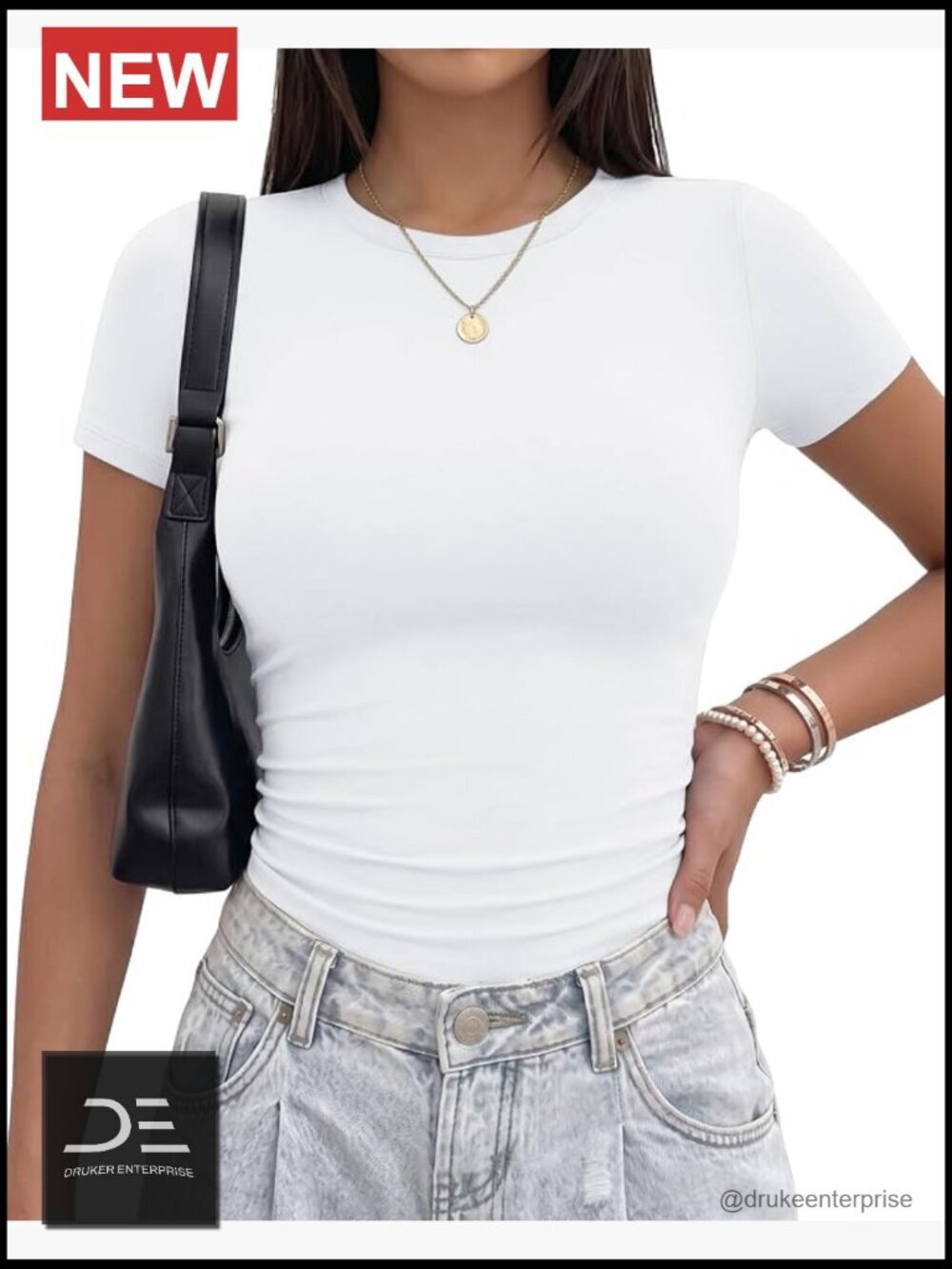 Slim Fit Crop Top Tee - Soft Stretch Y2K Basic Shirt